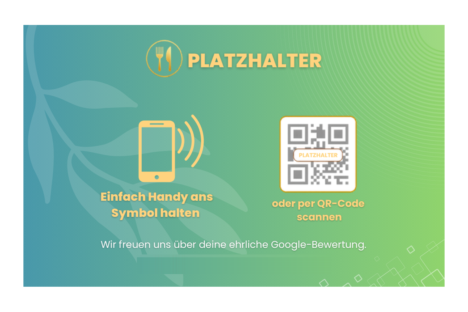 NFC-Bewertungskarte im grün-blauen Design